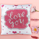 Diamond Art Love You Mini Pillow, Pink Sparkly Pillow Home Deocr Love You Mini Pillow, Diamond Dotz Yarn Designers Boutique