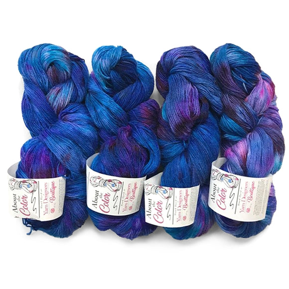 Magenta & Blue Yarn, Hand Dyed Llama Lace Fingering Yarn Magenta & Blues, Hand Dyed Llama Lace Yarn Yarn Designers Boutique