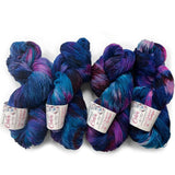 Speckled Metallic Sock Yarn | Hand Dyed Purple & Blue Yarn Magenta & Blues, Sock Yarn with Sparkle Yarn Designers Boutique