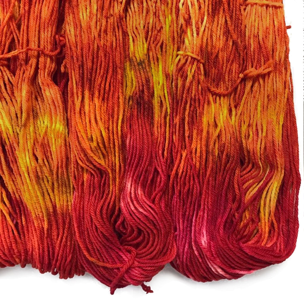 Hand Dyed Yarn, Orange & Reds, Autumn Breeze, Superwash Merino Autumn Breeze, Orange & Red Hand Dyed Yarn Yarn Designers Boutique