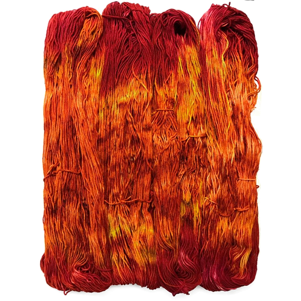 Hand Dyed Yarn, Orange & Reds, Autumn Breeze, Superwash Merino Autumn Breeze, Orange & Red Hand Dyed Yarn Yarn Designers Boutique