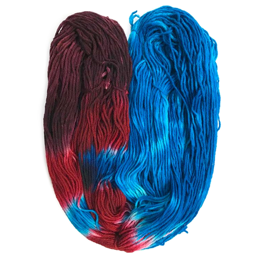 Hand Dyed Merino Worsted Yarn, Bright Turquoise, Crimson & Burgundy New Maui Nights, 100% Superwash Merino Worsted Yarn Designers Boutique