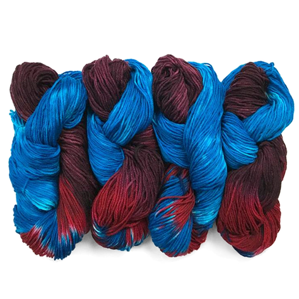 Hand Dyed Merino Worsted Yarn, Bright Turquoise, Crimson & Burgundy New Maui Nights, 100% Superwash Merino Worsted Yarn Designers Boutique