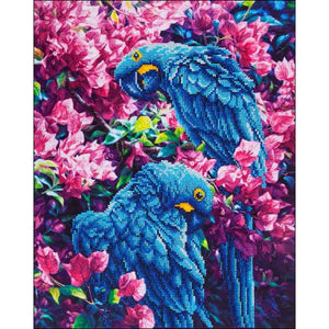 Diamond Painting, Blue Parrots, Paint with Diamonds Wall Art Blue Parrots, Diamond Dotz Yarn Designers Boutique