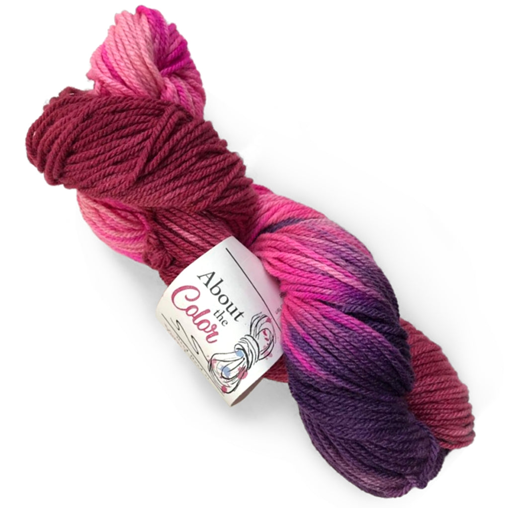 Hand Dyed Silk & Merino Worsted Yarn, Pink & Purple Butterfly Yarn Purple Butterfly, Hand Painted Worsted Silk & Merino Yarn Yarn Designers Boutique