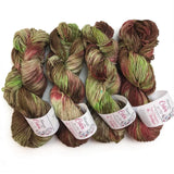 Hand Dyed Suri Alpaca & Merino Yarn, Green, Brown, Pink Worsted Yarn Rain Forest, Worsted Suri Alpaca & Merino Yarn Designers Boutique