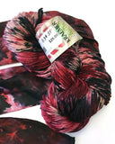 Red Yarn with Black Speckles | Hand Dyed Worsted Yarn | Merino Wool Crimson, Grey & Black, Worsted 100% Superwash Merino Yarn Designers Boutique
