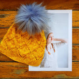 Lace Hat Knitting Kit, Seabed Pom Pom Beanie by Sylvia McFadden Seabed Hat Knitting Kit, by Sylvia McFadden Yarn Designers Boutique