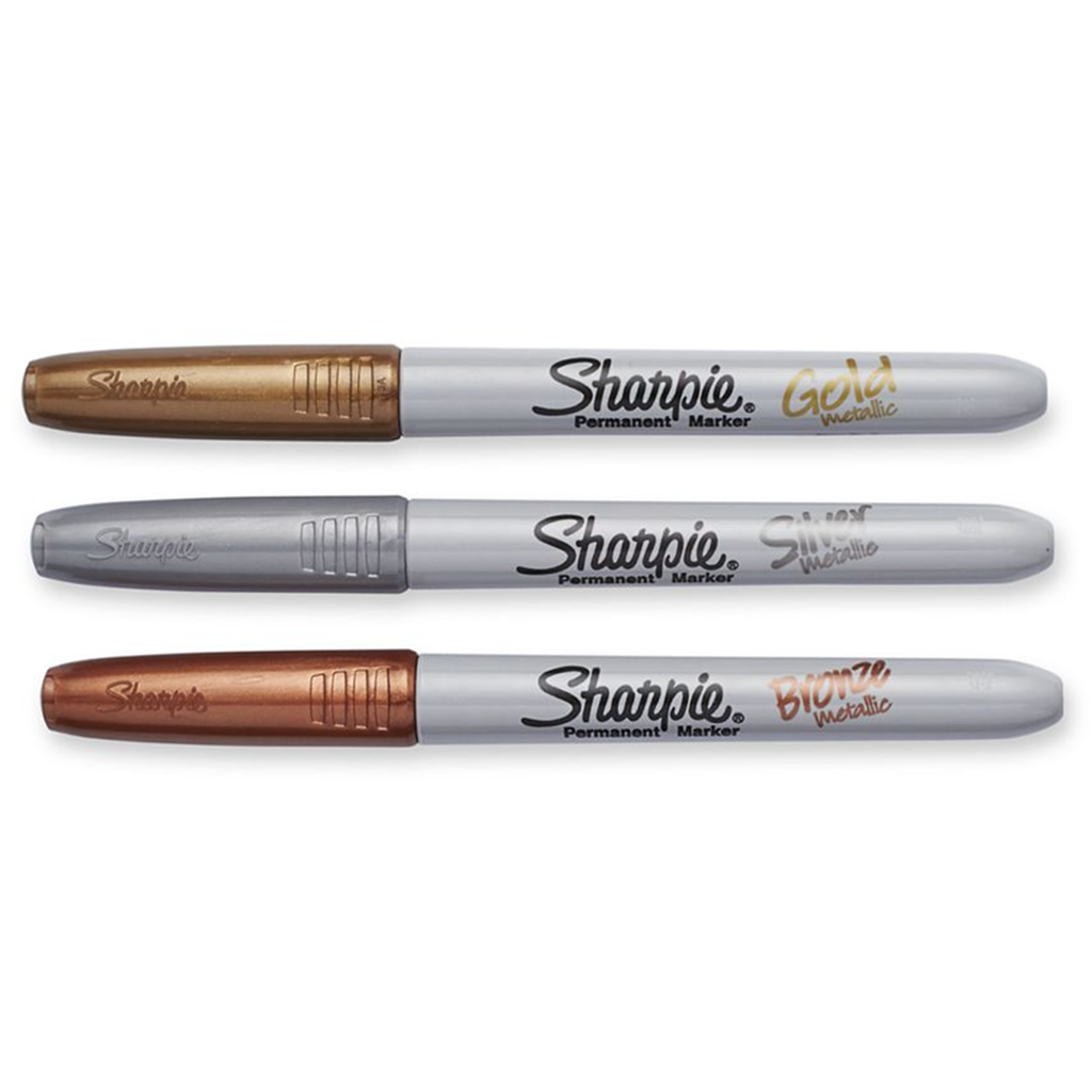 Metallic Permanent Paint Markers, Fine Point, Gold & Silver (Set of 2)