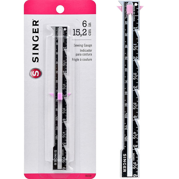 Sewing Ruler | Sewing Gauge with Adjustable Slider for Seam Gauge Sewing Gauge with Slider, 6 Inch, Singer Yarn Designers Boutique