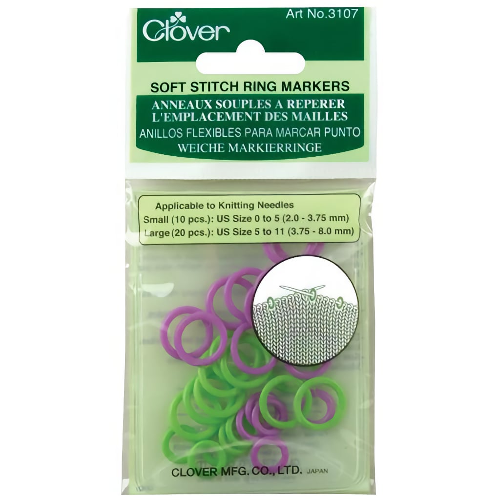 Stitch Makers | Clover Soft Ring Stitch Markers | Small -Jumbo Needles Soft Ring Stitch Markers, Small-Jumbo Yarn Designers Boutique
