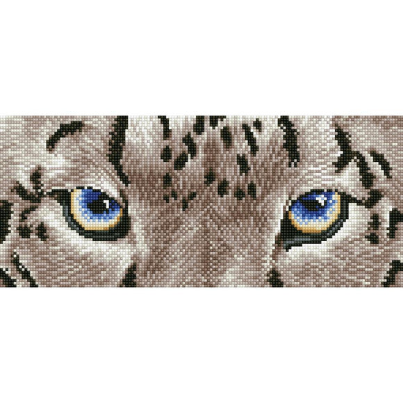 Snow Leopard Gaze Diamond Painting, Shimmering Wall Art, Diamond Dotz Snow Leopard Spy, Diamond Dotz Yarn Designers Boutique
