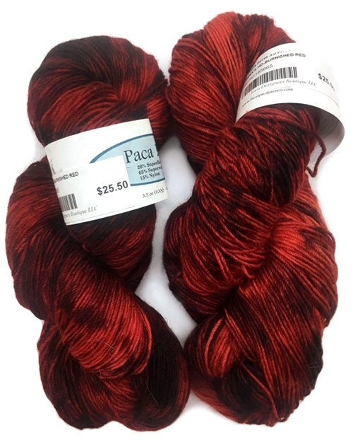 Speckled Sock Yarn, Overdyed, Burnished Red Paca Peds | Yarn Designers Boutique Burnished Red, Sock Weight Yarn Paca Peds Speckled Overdye Yarn Designers Boutique