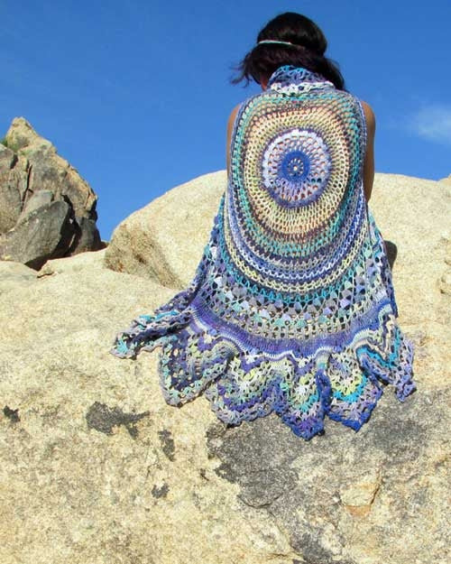 Crochet Pattern | Stevie Nicks Crocheted Mandala Vest Pattern Bohemian Crocheted Circular Vest Pattern Yarn Designers Boutique
