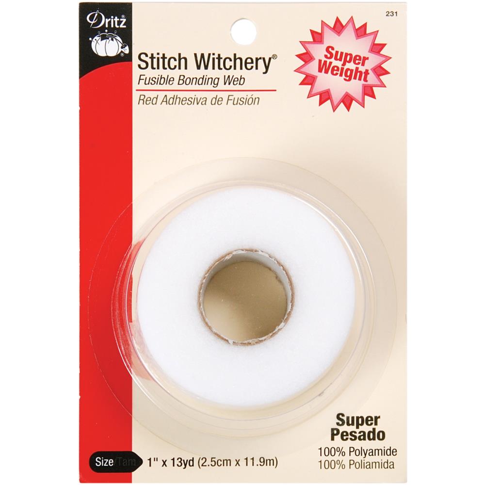 Stitch Witchery Iron on Hem Tape | Super Weight Fusible Bonding Web Dritz Stitch Witchery Fusible Bonding Web, Super Weight  1" x 13 Yards Yarn Designers Boutique