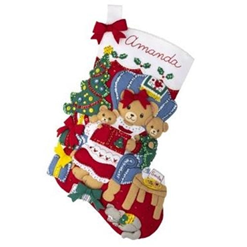 Christmas Stocking Kit, Sew-Your-Own Holiday Decor, Storytime Bears Storytime Bears, DIY Christmas Stocking Yarn Designers Boutique