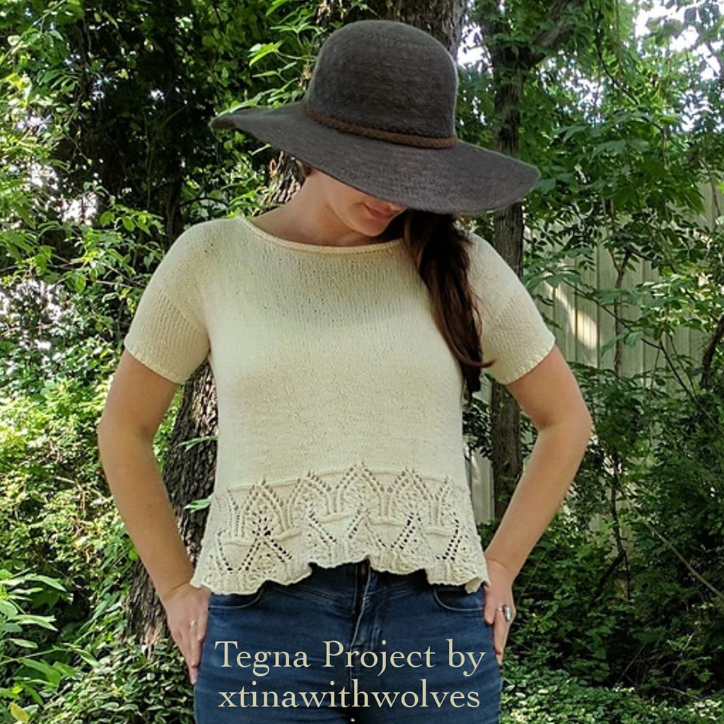 Knitting Kit | Tegna Lacy Summer Tee by Caitlin Hunter, Yarn+Pattern Tegna Sweater Kit by Caitlin Hunter Yarn Designers Boutique