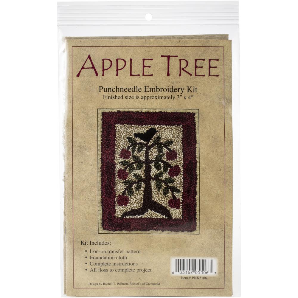 Country Decor Punch Needle Kit, Traditional Country Home Apple Tree Apple Tree, Punch Needle Kit Yarn Designers Boutique