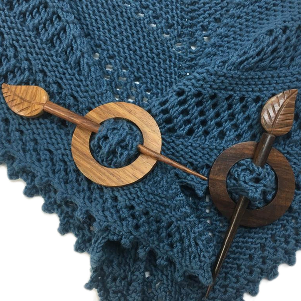 Brooch Pin | Wooden Leaf Shawl Pin for Loose Weave & Knitted Shawls